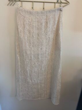 Mustard Seed Light Cream Crochet Maxi Skirt